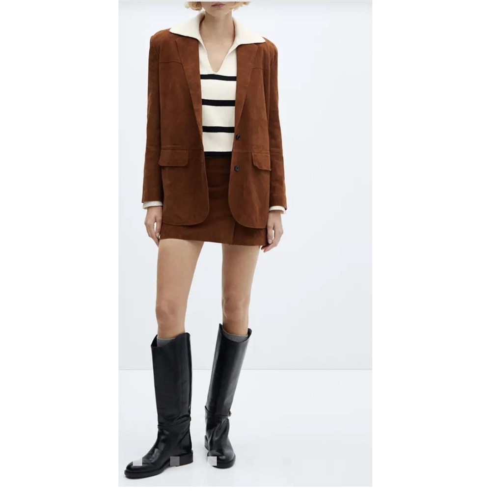Mango Women's Cream and Black Striped V-Neck Sweater with Collar - Picture 3 of 7